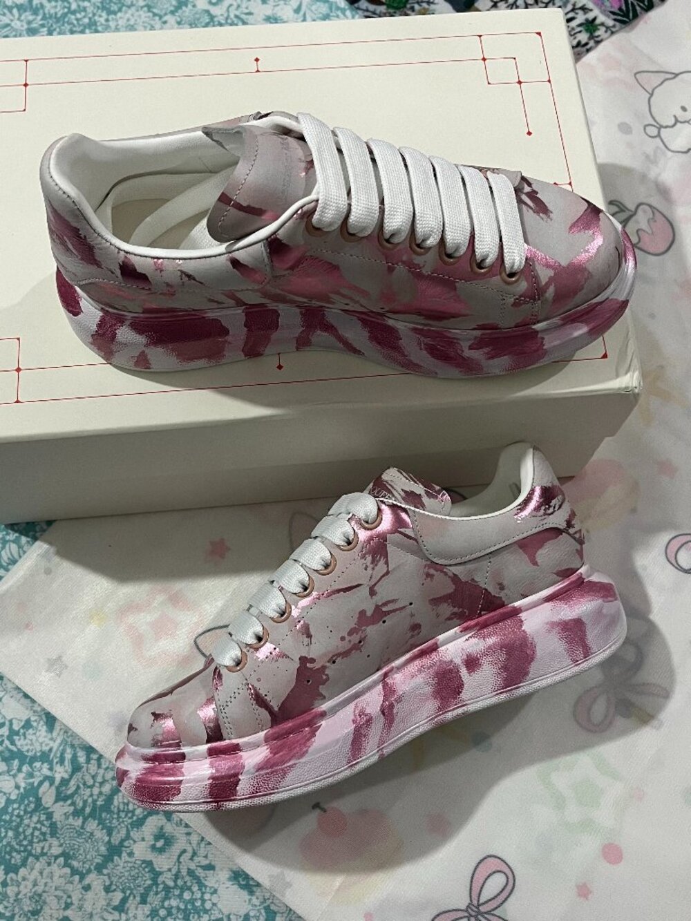Alexander Mcqueen Oversized Platform Sneakers – Pink Metallic Floral